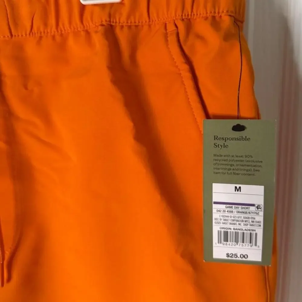 Mens bright orange drawstring shorts